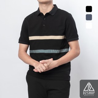 Áo thun polo nam D2shop, áo thun cổ bẻ nam phối sọc ngực , 3 màu