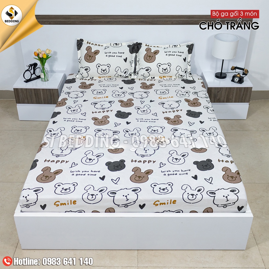 Bộ ga giường vỏ gối 1m6 - 1m8 (1 ga trải giường + 2 vỏ gối nằm) drap giường cotton poly Si Bedding | BigBuy360 - bigbuy360.vn