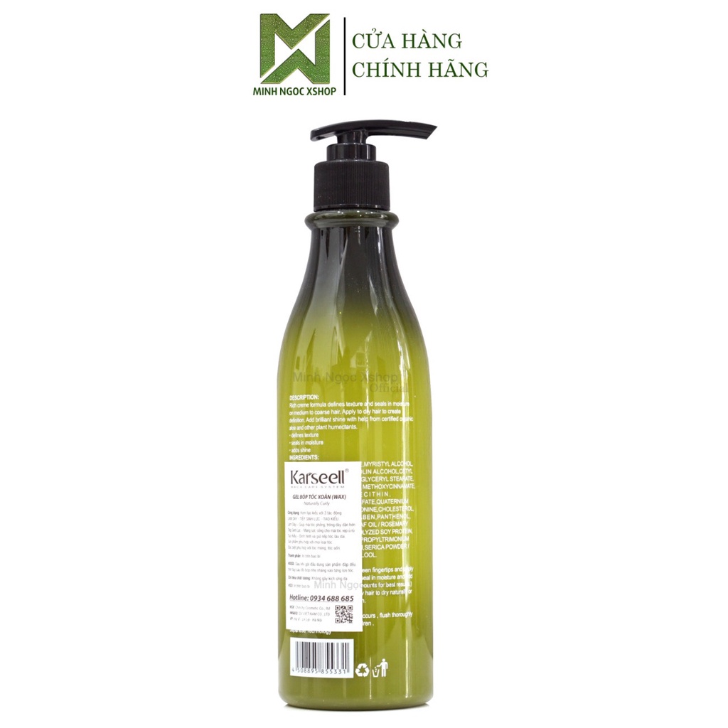Gel tạo sóng xoăn Karseell Naturally Curly 500ml chính hãng