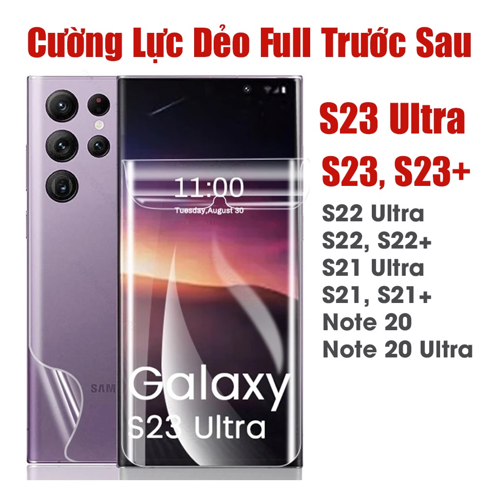 Dán full màn hình và mặt lưng điện thoại Samsung S23 Ultra, S23, S23 Plus bảo vệ chống xước, chống va đập vừa
