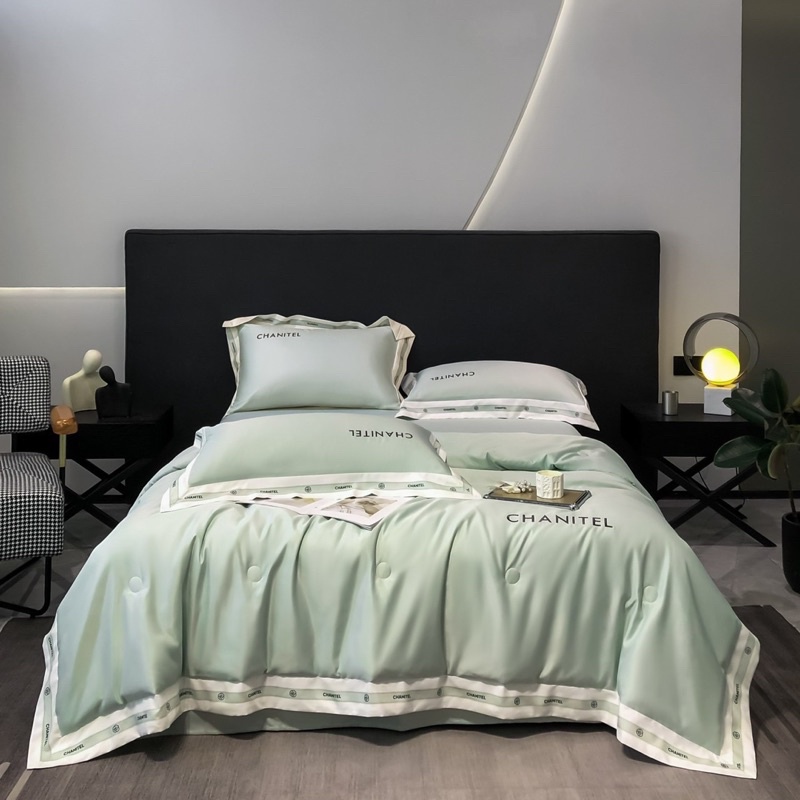 Bộ chăn ga gối Chanitel chăn chần bông siêu mềm mịn