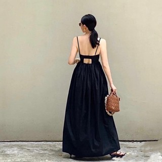 Đầm maxi 2 dây, phần lưng bo thun