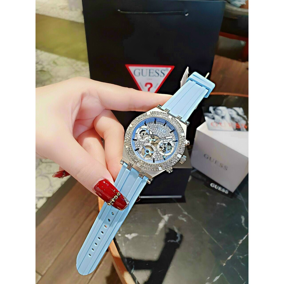Đồng Hồ Nữ Guess GW0407L1 GW0407L2 GW0407L3 Vỏ Đính Hạt - Dây Silicon - Size 38mm
