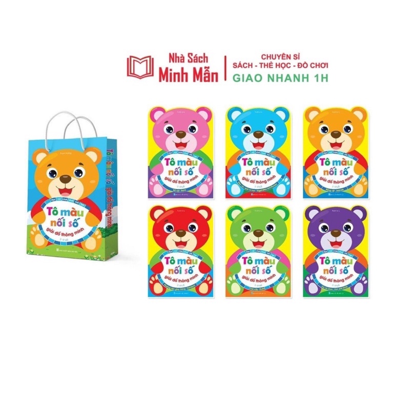 Sách - Combo 6 cuốn Tô Màu Nối Số song ngữ - Giải Đố Thông Minh dành cho trẻ từ 2-6 tuổi