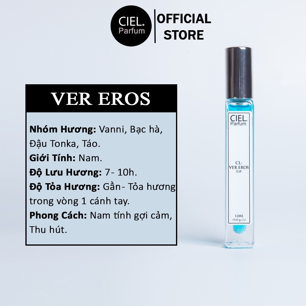 Nước hoa nam cao cấp CL Ver Eros Edt chính hãng CIEL Parfum 12ml phong cách gợi cảm, cuốn hút, hấp dẫn mọi ánh nhìn