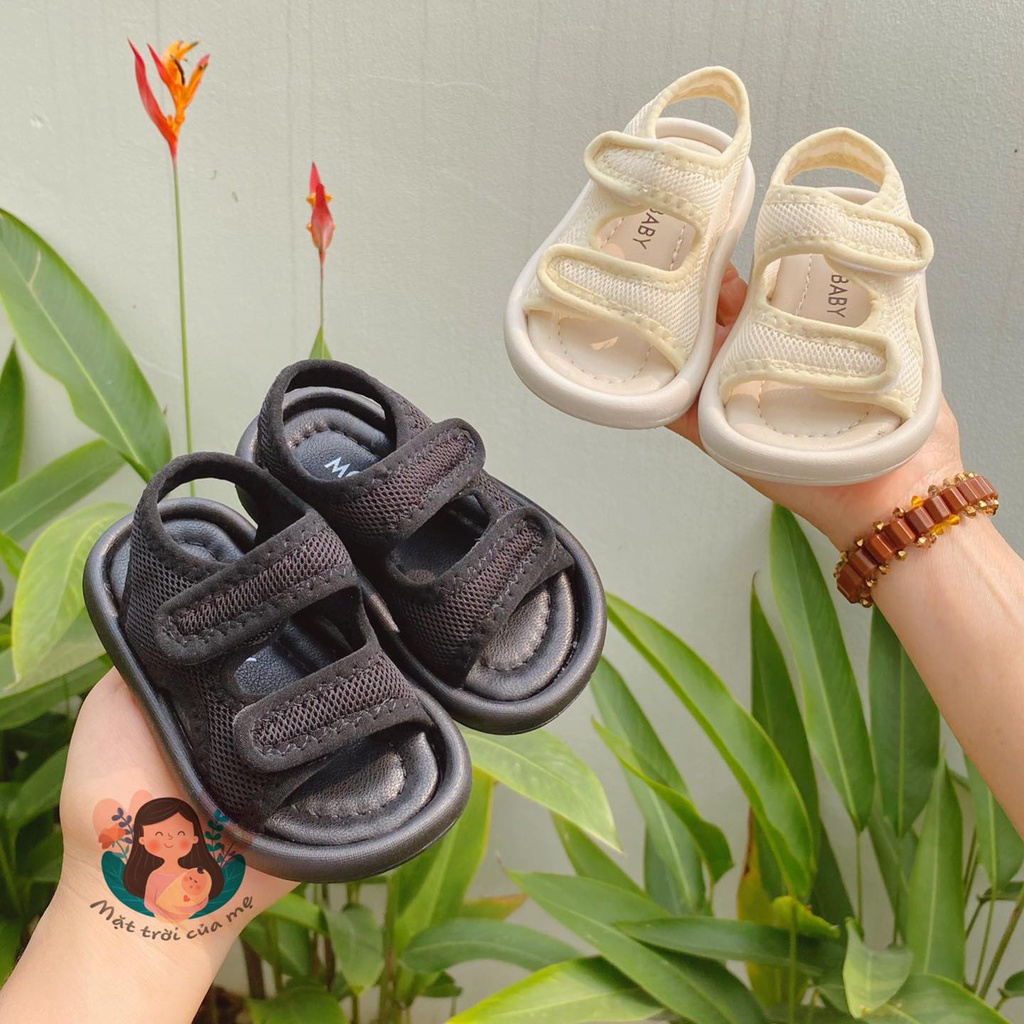 Dép sandal cho bé quai chéo thoáng chân chất da PU siêu mềm MG baby đế cao su mềm