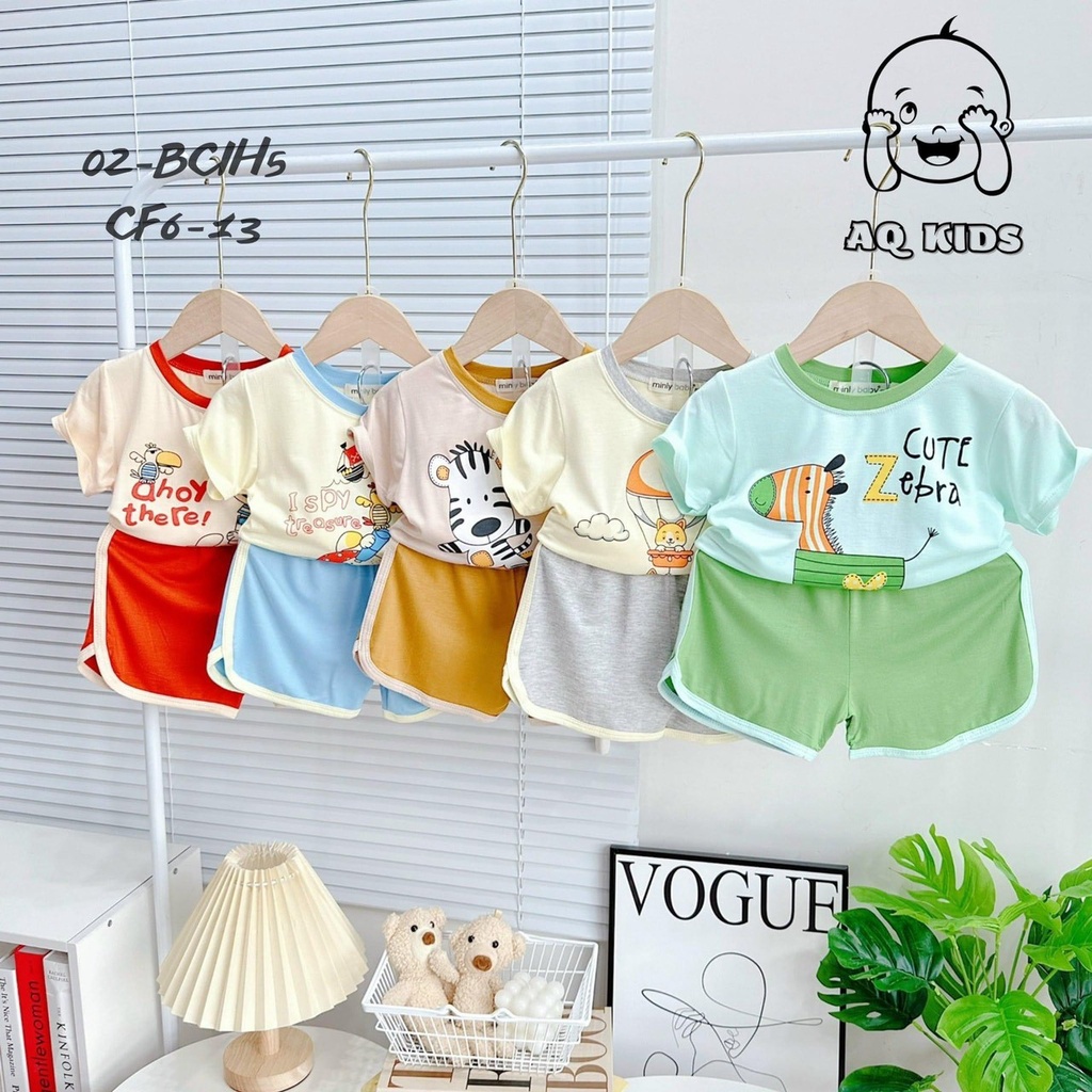 Bộ Minky mom thun lạnh mềm mát cho bé từ 8-18kg