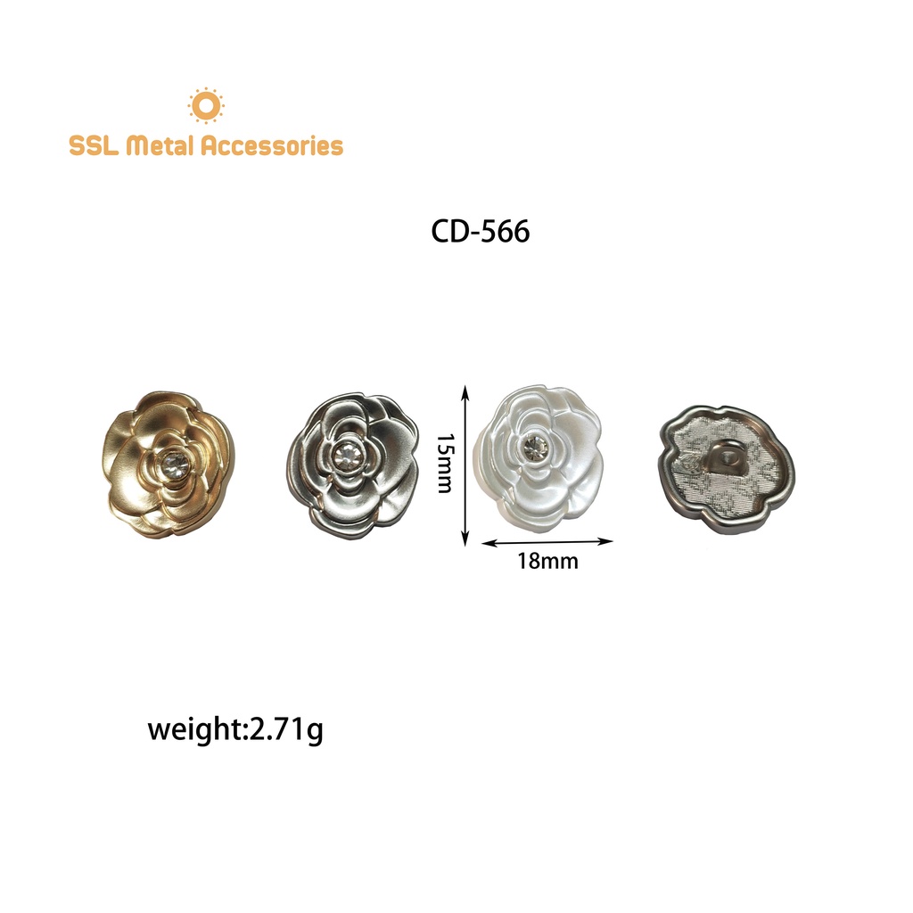 Cúc áo thời trang mới hình hoa hồng đính hạt dành cho áo vest, sơ mi, áo dạ CD-566 18mm (1 cúc)