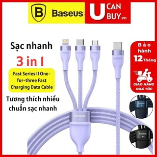 Cáp sạc nhanh đa năng 3 đầu Baseus Flash Series II 3in1 Fast Charging Cable