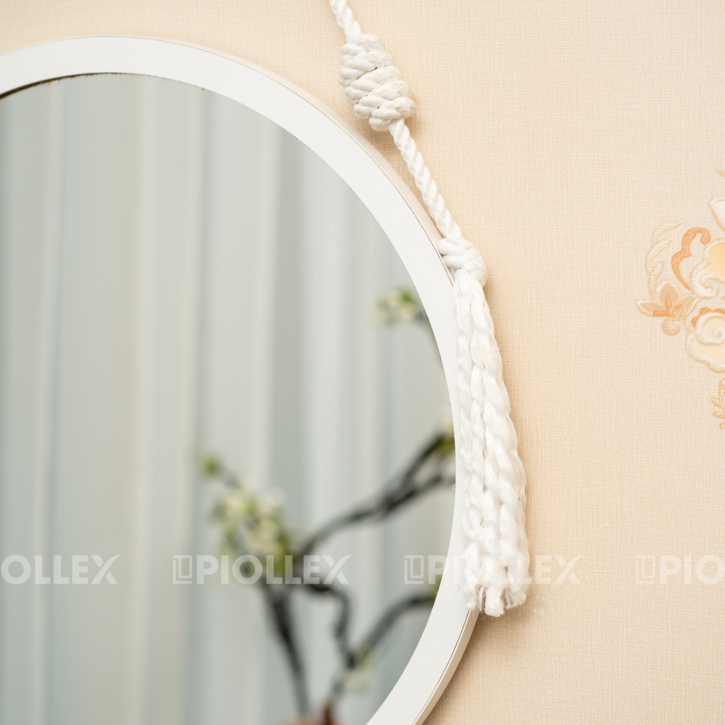 Gương Tròn Treo Tường PIOLLEX Viền Gỗ Decor Phòng Ngủ Đẹp