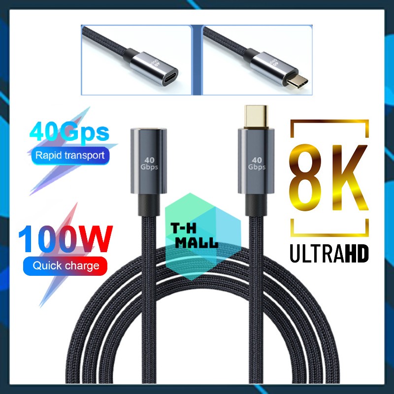 [ 40Gbps ] Cáp nối dài Type C USB 4.0 3.1 gen 2 10Gbps 40Gbps PD 100w hỗ trợ 8k 60hz tương thích thunderbolt 3 4 PD3.1