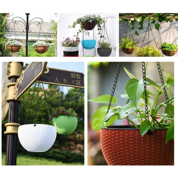 Dây xích treo chậu hoa 3 điểm bằng sắt tiện dụng cho sân vườn