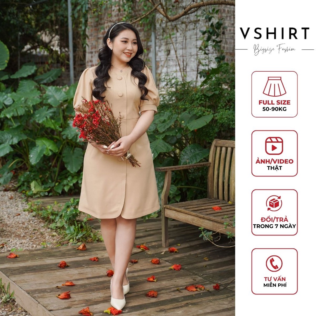 Váy Be Khuy Bọc VSHIRT Chất Liệu Phẩy Hàn Cao Cấp
