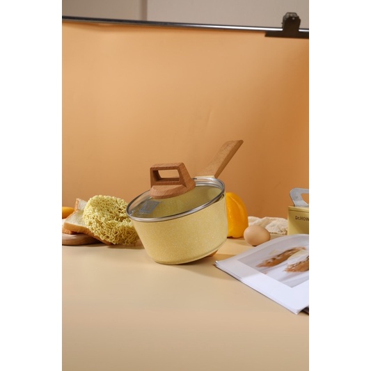 Nồi chảo đá granite cao cấp xuất Âu màu vàng