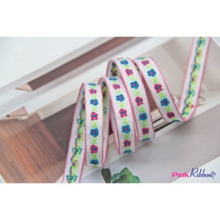 * GIÁ 1  MÉT - Ruy băng thô thêu hoa  bề rộng 1cm - mẫu 48 làm phụ kiện may mặc, thời trang
