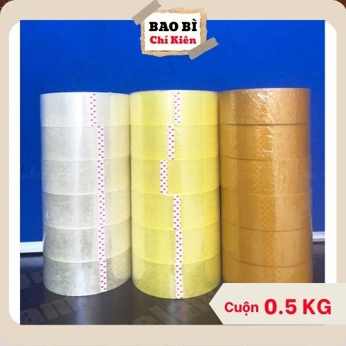 Băng Dính 0.5KG Lõi Mỏng Băng Keo Trong Hoặc Đục Dán Thùng Siêu Dính Băng Dán Đóng Hàng Giá Rẻ