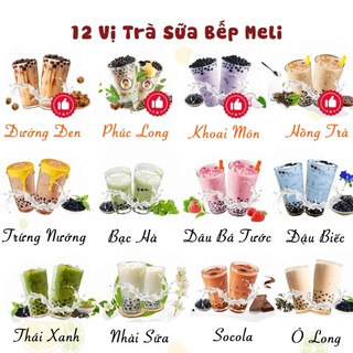 Set trà sữa phúc long, nguyên liệu làm trà sữa trân châu đường đen, hồng trà, thái xanh 30 ly