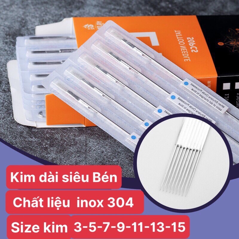 kim dài xăm hình ,kim dài tattoo hộp 50 kim