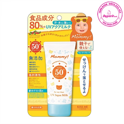 Sữa chống nắng cho bé từ 6 tháng Kissme Mommy UV Aqua Milk SPF50 PA++++ 50g
