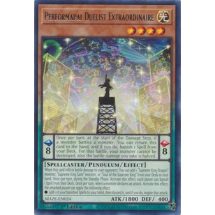 Thẻ Bài Yugioh Performapal Duelist Extraordinaire - MAZE-EN024 - Rare 1st Edition