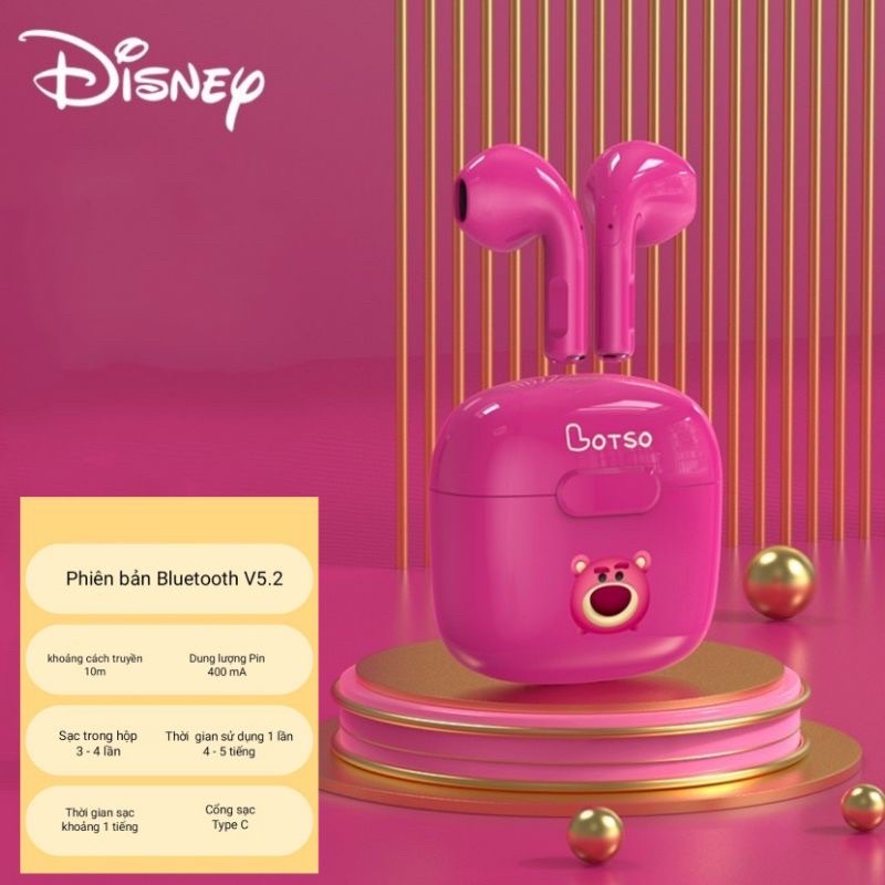 Tai nghe Gấu Dâu 🍓Tai nghe bluetooth không dây Disney TWS chính hãng