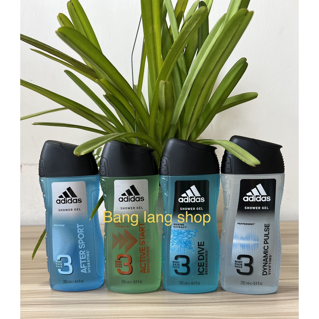 Sữa tắm gội & rửa mặt cho Nam ADIDAS 3IN1 Mỹ - 250ml