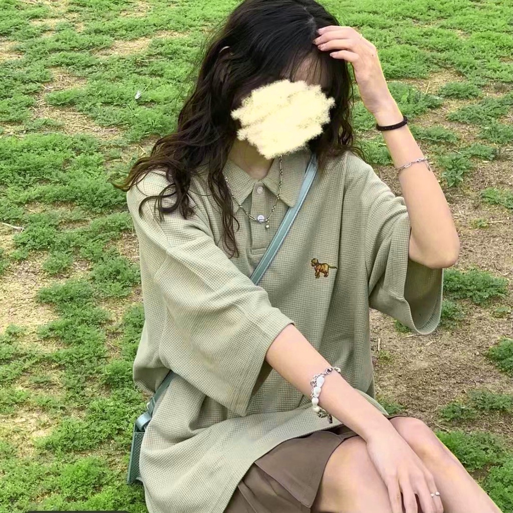 Áo Thun polo Tay Ngắn Có Cổ Phong Cách Hàn Quốc Dễ Phối Đồ Cho Nữ