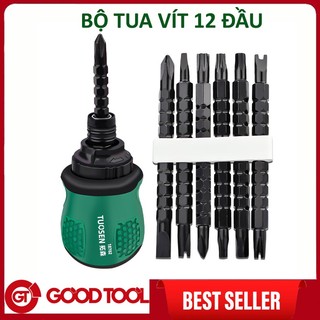 Tua vít lùn đổi đầu trợ lực tự động TOUSEN, 12 đầu mở đa năng/ tua vít mini 7 chi tiết, tô vít