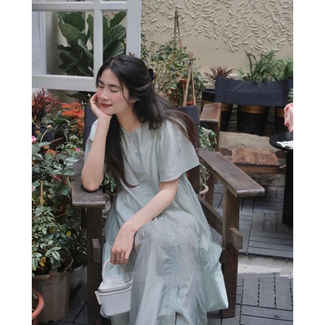 Đầm , Váy xuông dáng dài tơ hàn tặng kèm váy hai dây bên trong , váy công chúa babydoll from rộng yansoo
