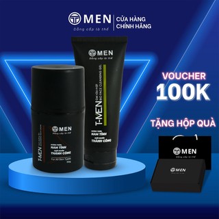 Set Sữa rửa mặt nam 100ml kiềm dầu, giảm mụn & Kem dưỡng ẩm Tmen cho nam 50ml ( Cleansing Gel & Moisturizing Cream Men)