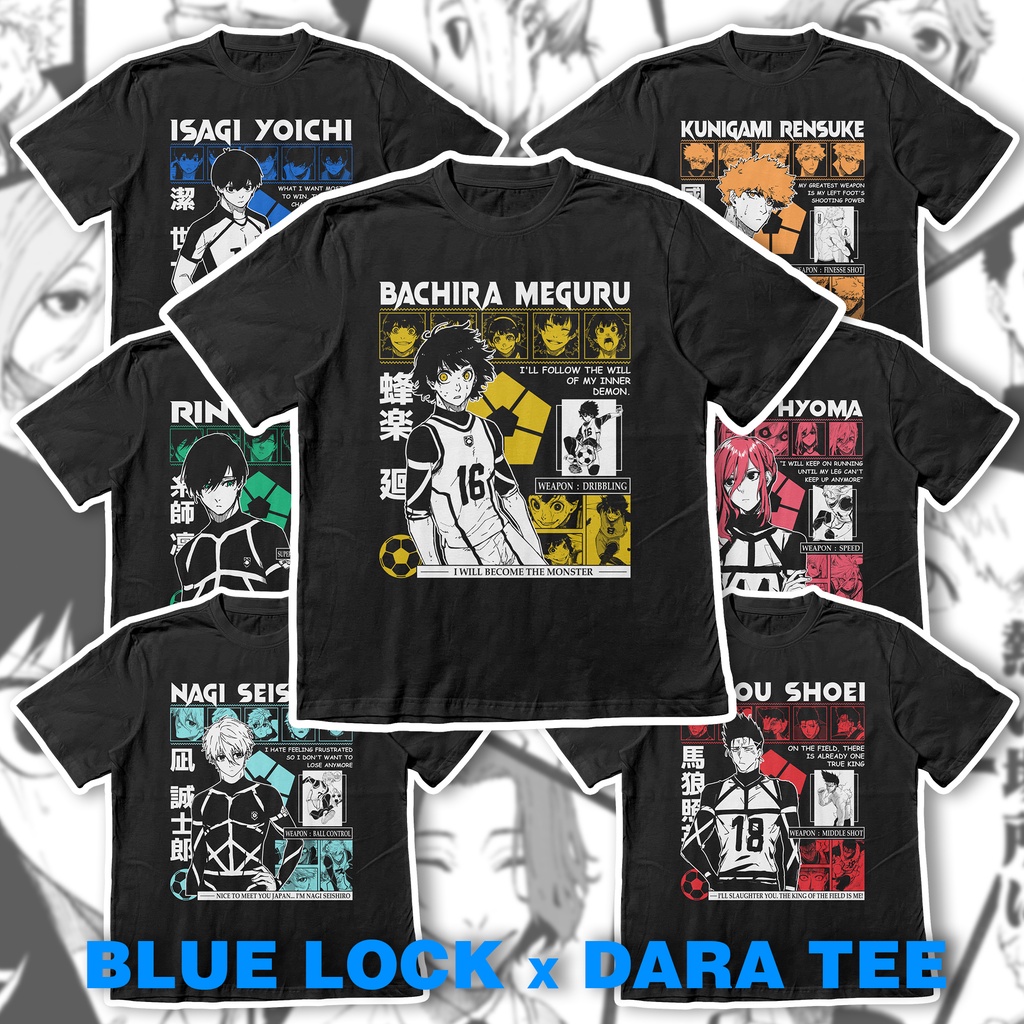 (8 nhân vật) BST Áo Thun Oversized In Hình Thiết Kế Blue Lock