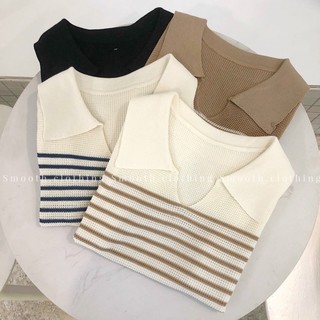 Áo ba lỗ cổ bẻ kẻ