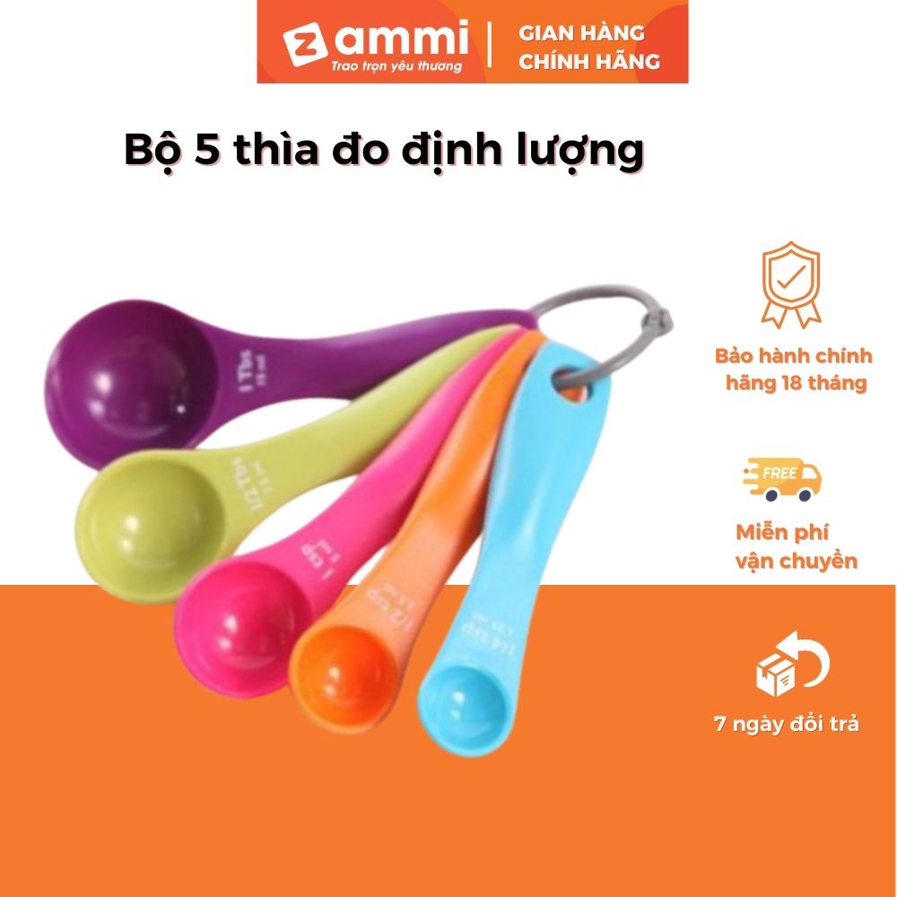 Bộ 5 thìa đong định lượng phục vụ bé ăn dặm Zammi Phân Phối Chính Hãng Dụng Cụ Ăn Dặm Tiện Ích