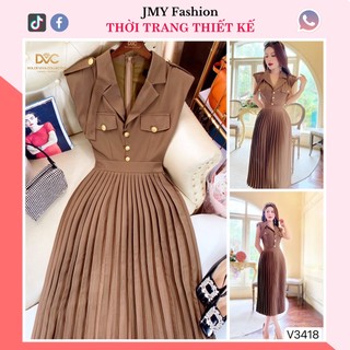 V3418 Váy nâu công sở cổ vest dáng dài [DVC&ACC] váy đầm tiểu thư nữ tính sang chảnh