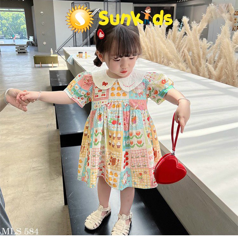 Váy Melisa cổ bèo trắng nhiều hình siêu đáng yêu SUNKIDS - Mã A76