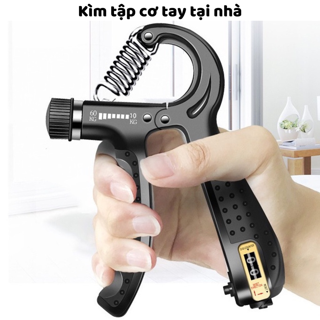 Kìm tập cơ tay, Kìm bóp tay chữa A có số đếm đa năng điều chỉnh lực 5-60kg và có tính năng đếm số tự động