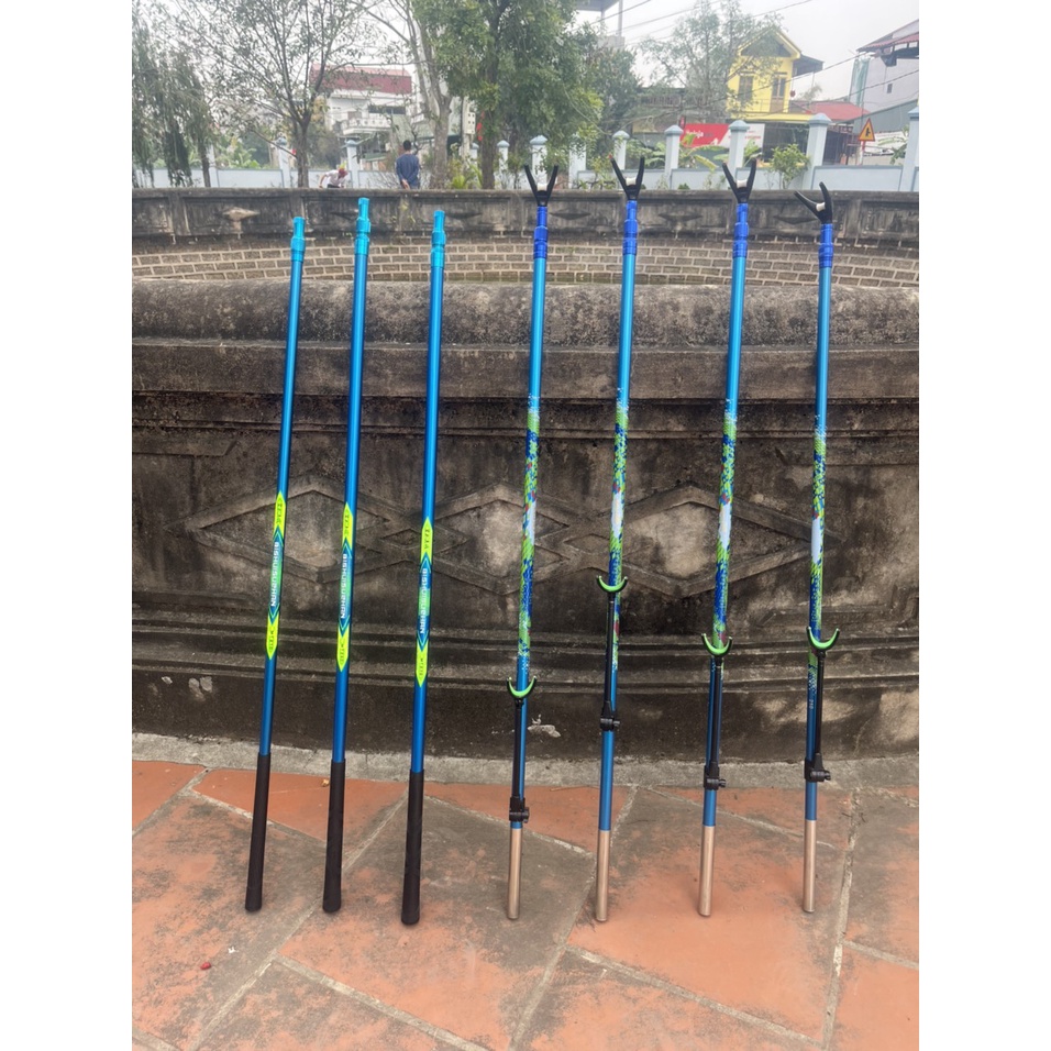 Gác cần và cán vợt câu đài carbon 2.1m, 2.4m, 2.7m, 3.0m siêu rẻ, màu xanh nước biển