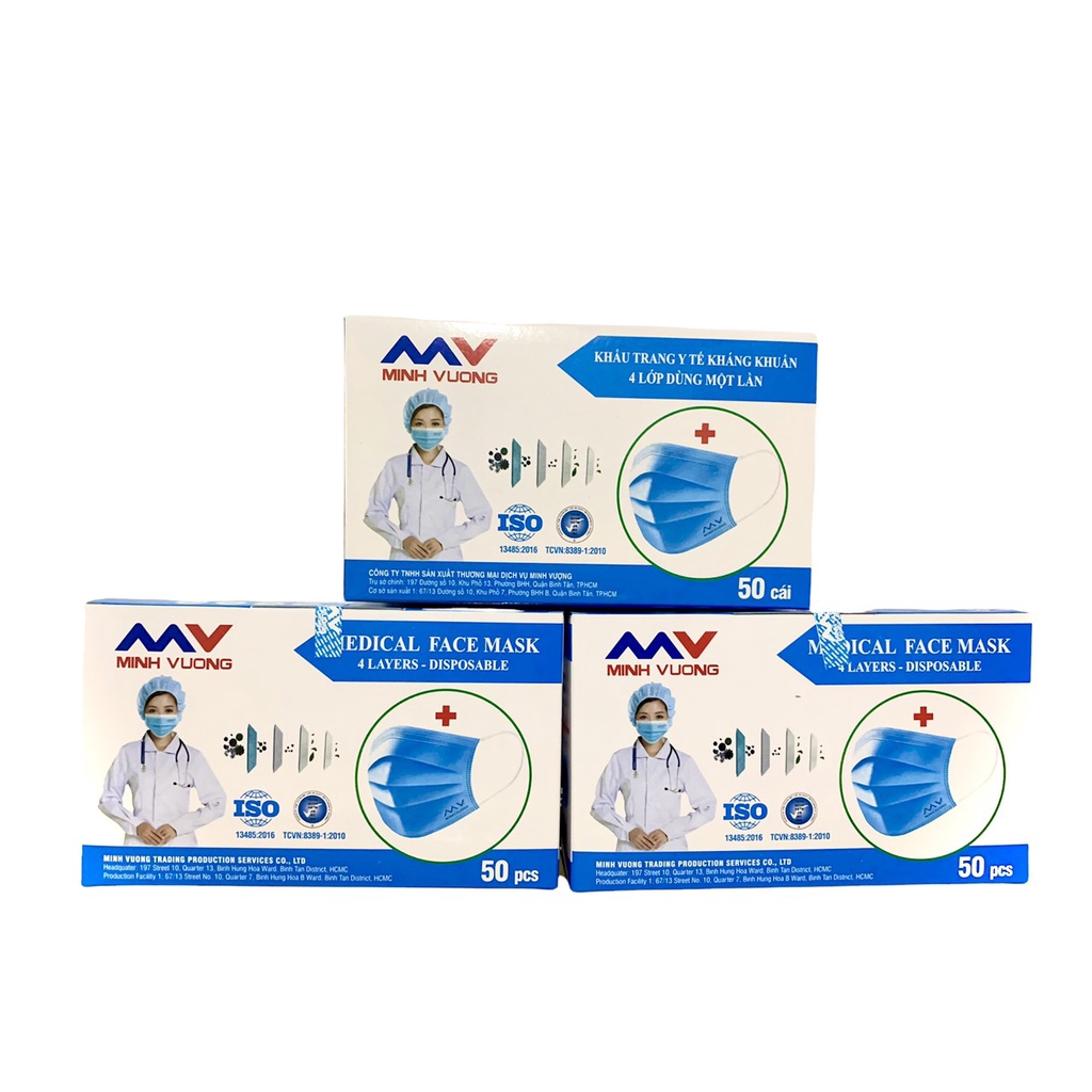 Khẩu trang y tế MINH VƯỢNG - 4 lớp kháng khuẩn hàng chính hãng