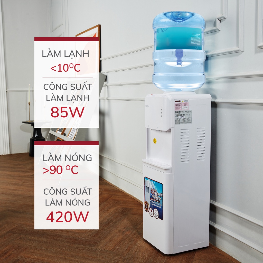 Cây nước nóng lạnh nhập khẩu FUJIHOME WD531C Làm lạnh block dưới 10 độ C - Công nghệ Nhật Bản