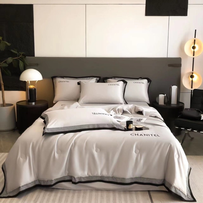 Bộ chăn ga gối Chanitel chăn chần bông siêu mềm mịn