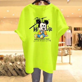 Jiashucheng Ốp Điện Thoại Cotton Nguyên Chất Ngắn Tay Ôm Dáng Họa Tiết Mickey Thời Trang Mùa Hè Dễ Phối Đồ Cho Nữ
