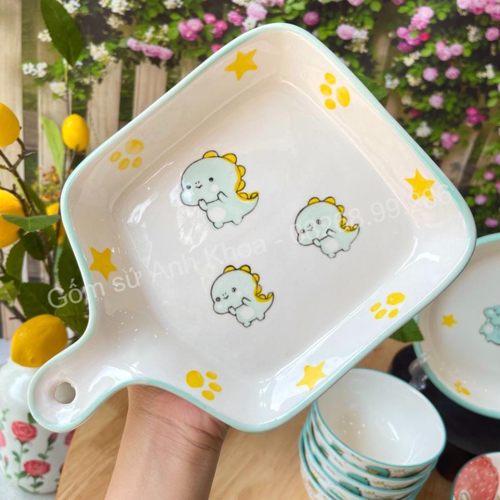 Siêu Sale -Bát Đĩa Gốm Sứ Decor Bộ Bát Đĩa Bát Hình Khủng Long xinh yêu cho bé, Bát Ăn Cơm Chén Dĩa Dễ Thương Bát Cho Bé