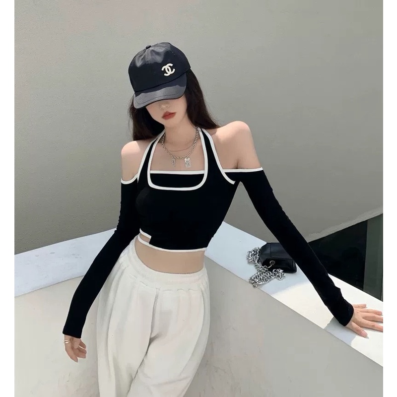 ÁO THUN NỮ DÀI TAY GÂN TĂM TRỄ VAI SEXY