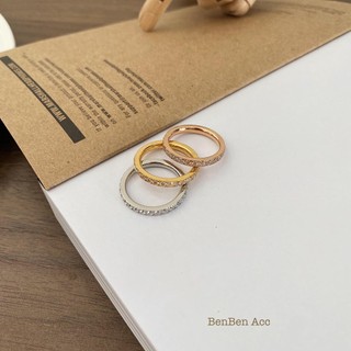 [benben.acc] Nhẫn titan full hạt tròn