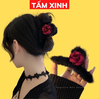Kẹp tóc lông hotgirl đính hoa sang chảnh - KTLONGHOA