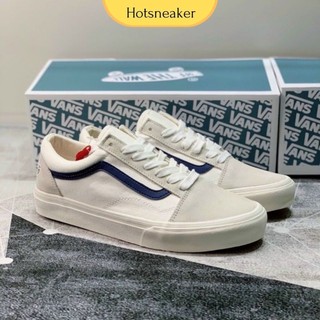[ Siêu Sale ] Giày sneaker Nam Nữ Vans Old Skool Trắng Kẻ Xanh ( tặng vớ + freeship+ fullbox)
