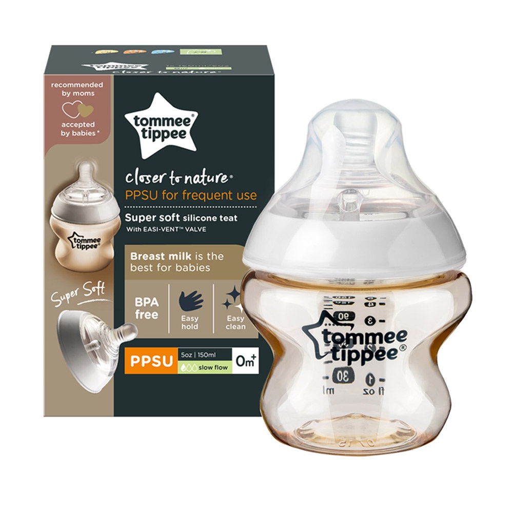 Bình Sữa PPSU Ty Siêu Mềm Tự Nhiên Tommee Tippee Closer To Nature 150ml, 260ml Cho Bé Từ Sơ Sinh