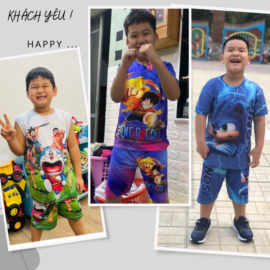 Đồ bộ bé trai, bộ thun lạnh in hình Songoku hoạt hình Dragon Ball  nhiều màu chất đẹp 10kg đến 60kg