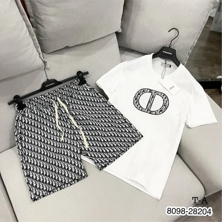 Set Bộ Quần Áo Nam Ngắn Tay Thêu Họa Tiết Cao Cấp Bộ Đồ Nam Chất Cotton Co Giãn 4 Chiều | BigBuy360 - bigbuy360.vn