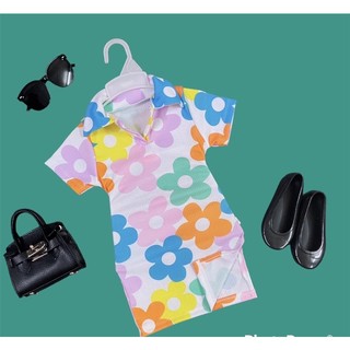 Đầm body hở lưng gấu + hoa